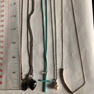 five necklaces pendant metal chain 16-18" lot sale